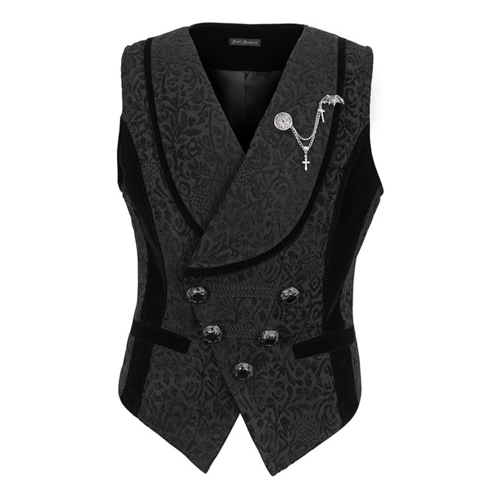 Gothic dark pattern black vest